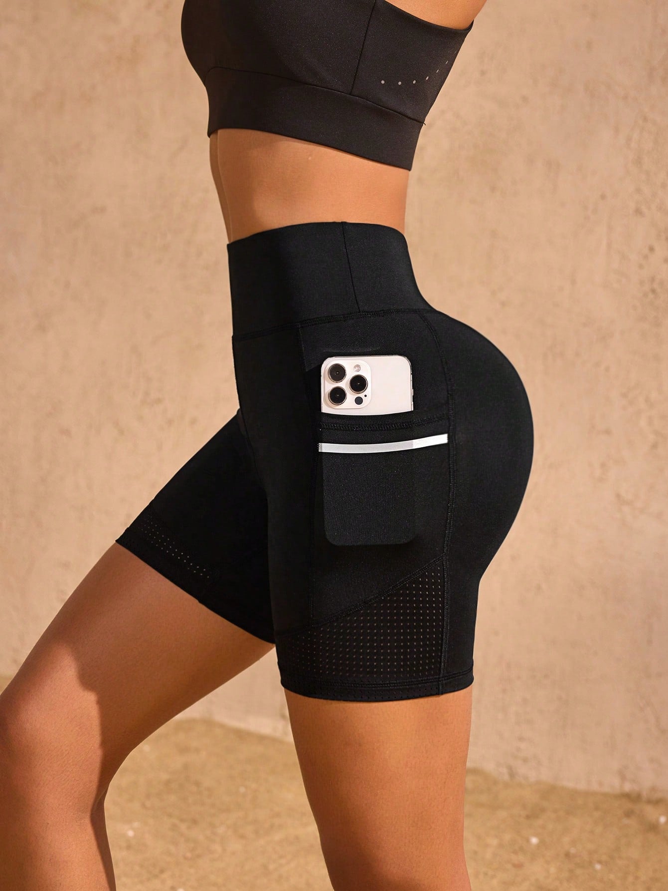 Wideband Waist Sports Shorts With Phone Pocket