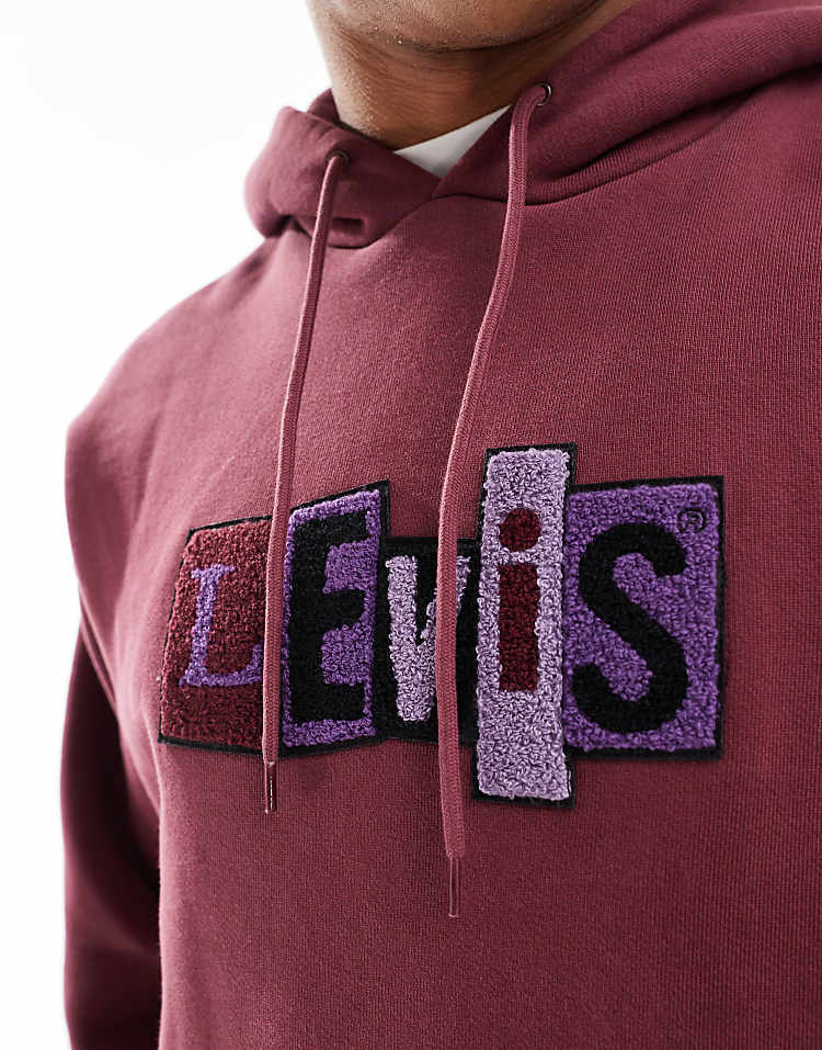 Levi's Skateboarding chenille patch logo relaxed fit hoodie in burgundy