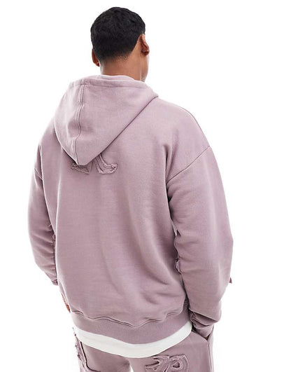 Liquor N Poker allover motif hoodie in berry mix