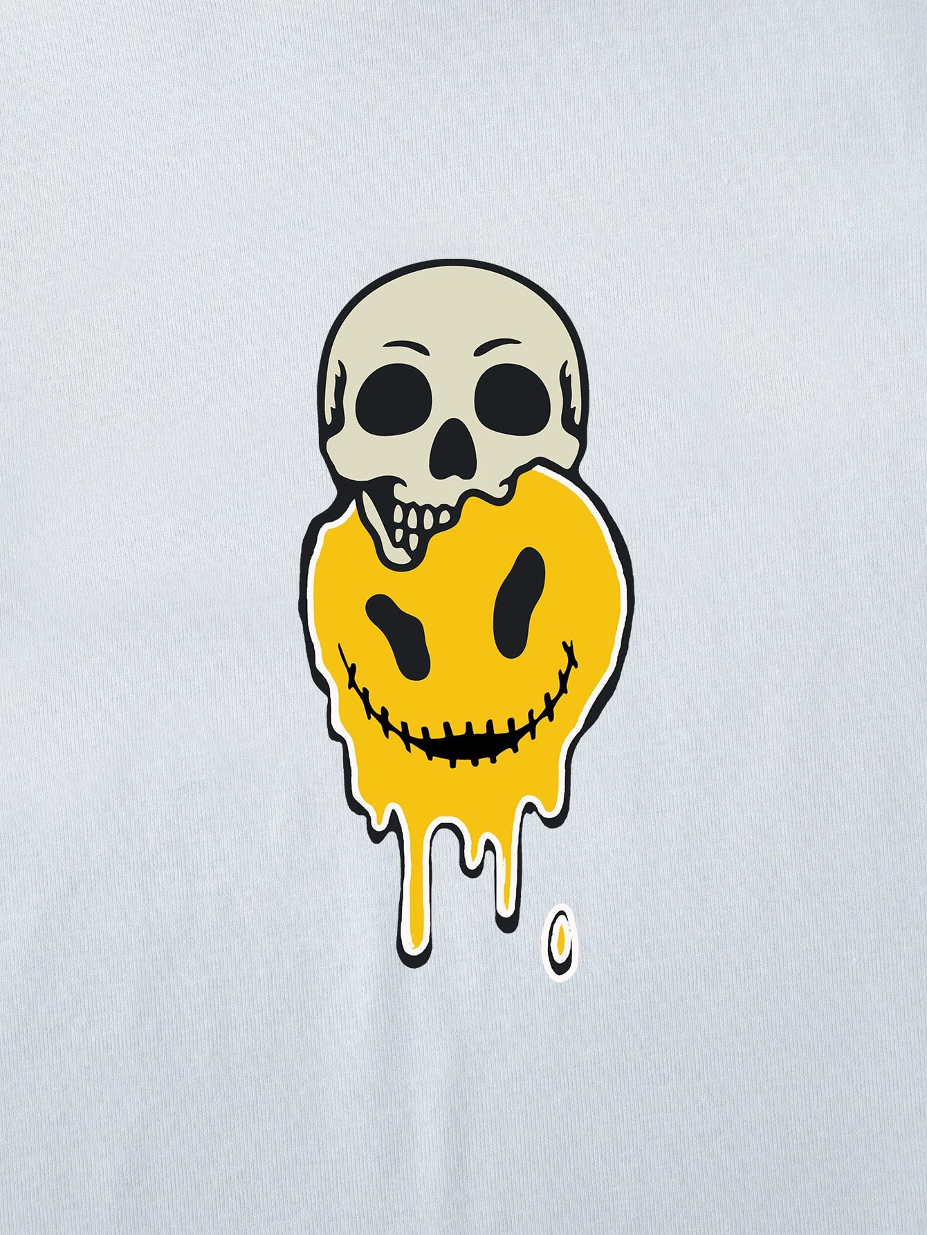 ROMWE Street Life Guys Cotton Skull Smile Face Print Tee - 2306BLACK.COM